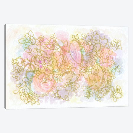 Golden Floating Flowers Canvas Print #STC120} by Stephanie Corfee Canvas Art Print