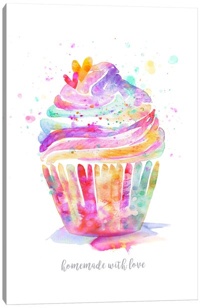 Homemade With Love Cupcake Canvas Art Print - Sweets & Dessert Art