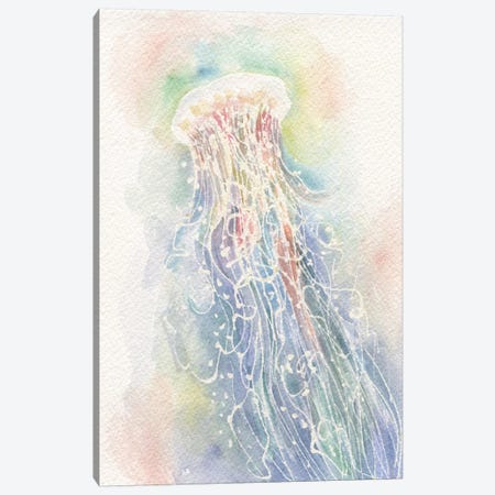 Jellyfish Watercolor Canvas Print #STC124} by Stephanie Corfee Canvas Wall Art