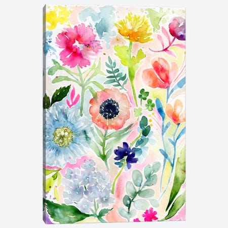 Loose Watercolor Flowers Canvas Print #STC125} by Stephanie Corfee Canvas Artwork