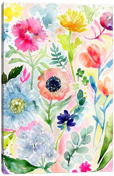 Loose Watercolor Flowers Canvas Art Print - Stephanie Corfee
