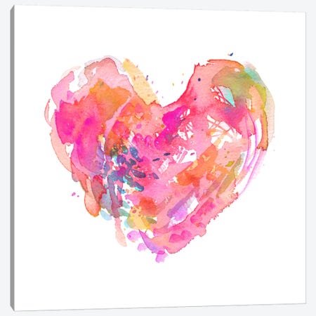 Messy Watercolor Heart, Fuchsia Canvas Print #STC132} by Stephanie Corfee Canvas Artwork