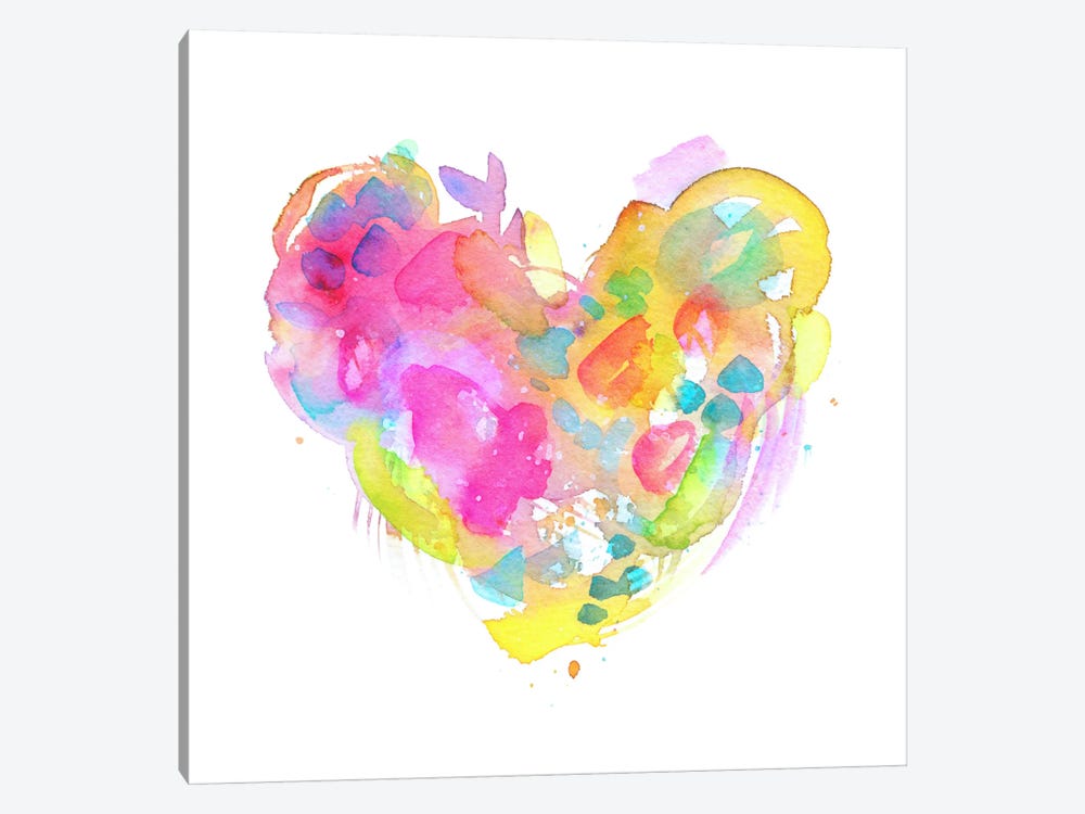 Messy Watercolor Heart, Yellow by Stephanie Corfee 1-piece Canvas Art