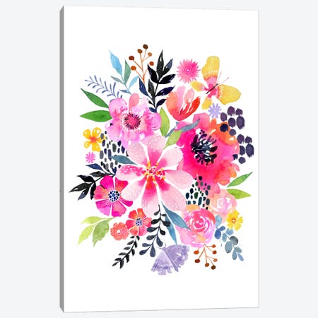 Watercolor Floral Burst Canvas Print #STC154} by Stephanie Corfee Canvas Print