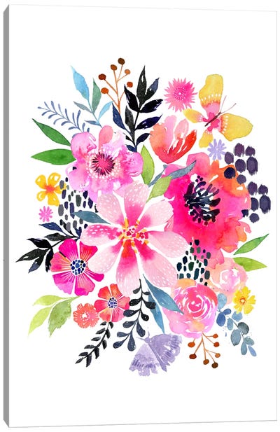 Watercolor Floral Burst Canvas Art Print - Stephanie Corfee
