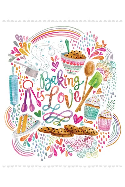 Cooking & Baking: Baking Is Love On White by Stephanie Corfee