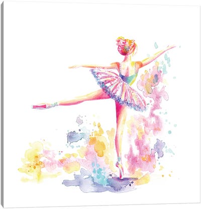 Ballerina Arabesque Canvas Art Print - Playroom Art