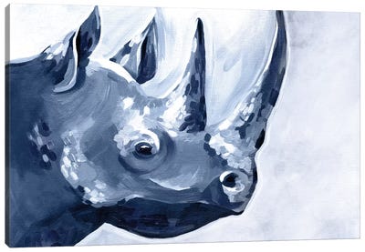 Blue Rhino Canvas Art Print - Rhinoceros Art