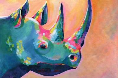 Rainbow Rhino Coral by Stephanie Corfee art print
