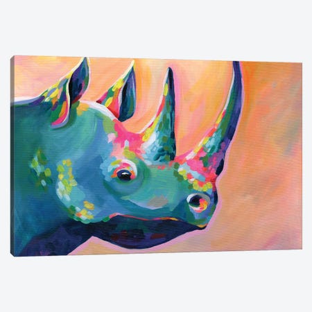 Rainbow Rhino Coral Canvas Print #STC182} by Stephanie Corfee Canvas Art Print