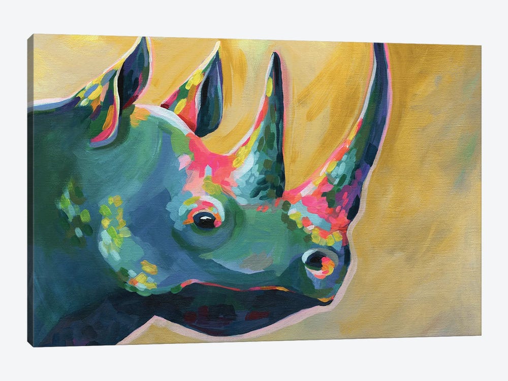 Rainbow Rhino Golden by Stephanie Corfee 1-piece Art Print