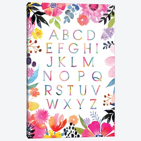 Floral Burst Alphabet Canvas Print #STC193} by Stephanie Corfee Canvas Artwork