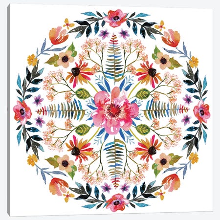 Boho Flower Mandala Canvas Print #STC204} by Stephanie Corfee Canvas Art Print