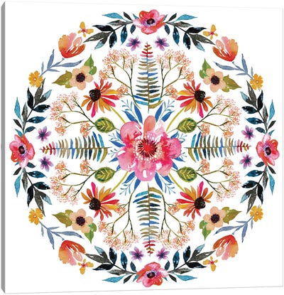 Boho Flower Mandala Canvas Art Print - Mandala Art