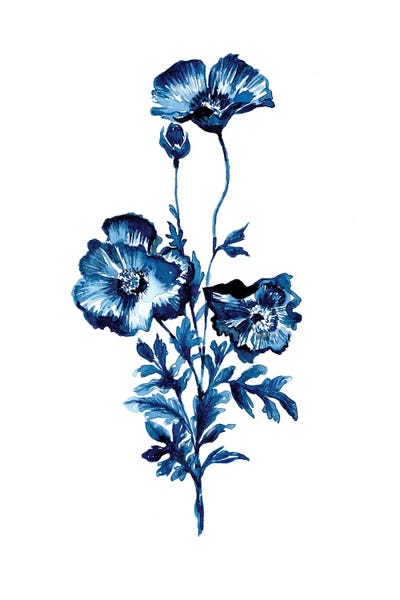 Minimalist Flowers: Indigo Poppies by Stephanie Corfee