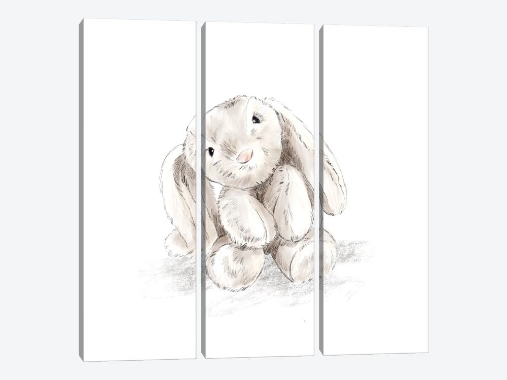 Stuffie Bunny by Stephanie Corfee 3-piece Canvas Art Print