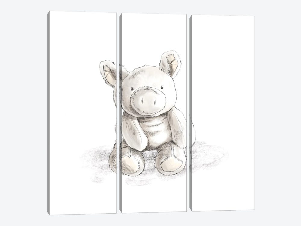 Stuffie Piggie by Stephanie Corfee 3-piece Canvas Art