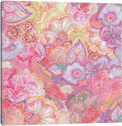 Flourish Girlie Pinks Canvas Art Print - Paisley Patterns