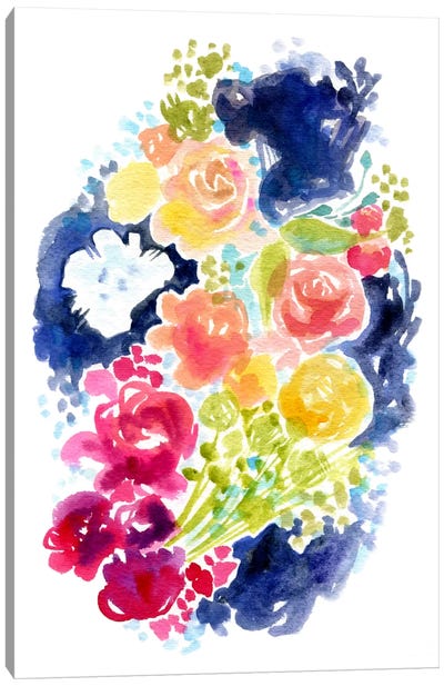 Blue Ink & Blooms Canvas Art Print - Stephanie Corfee