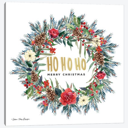 Ho Ho Ho Wreath Canvas Print #STD118} by Seven Trees Design Art Print