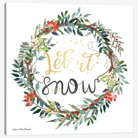 Let It Snow Wreath Canvas Print #STD122} by Seven Trees Design Canvas Wall Art