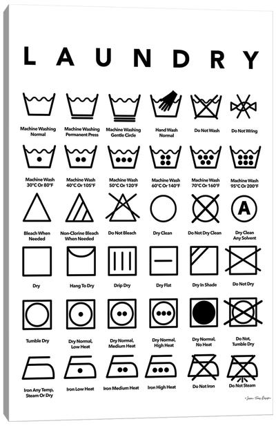 Laundry Symbols Canvas Art Print - Large Black & White Art