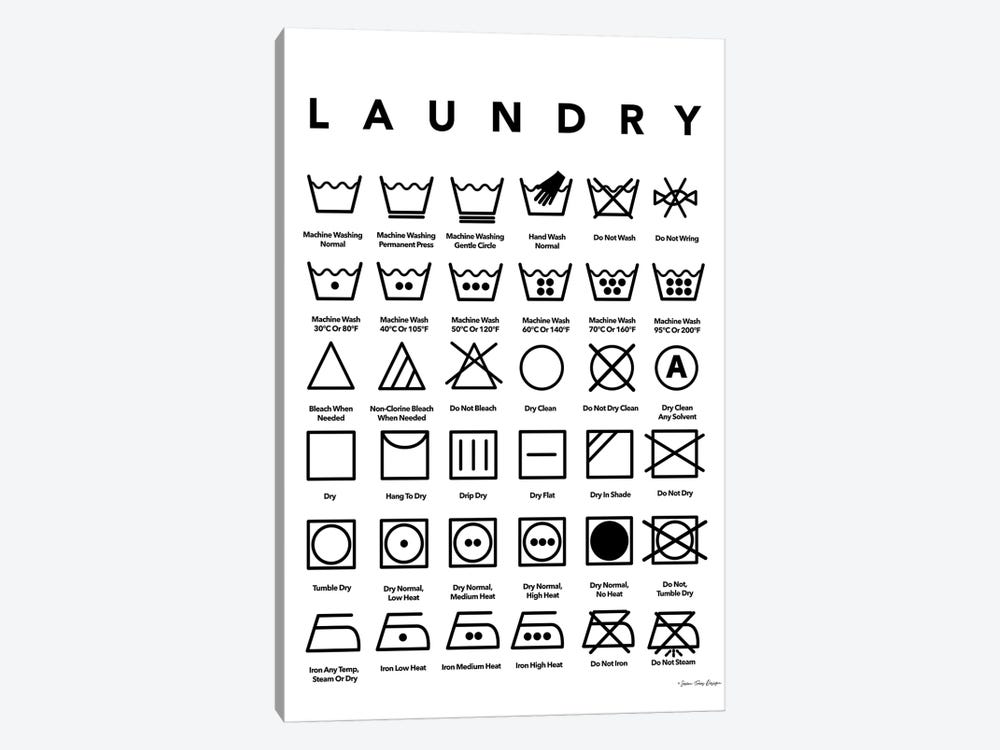 Laundry Symbols by Seven Trees Design 1-piece Canvas Art Print