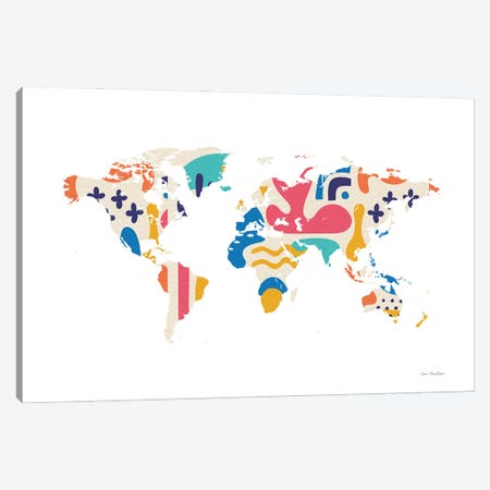 Abstract Colorful World Map Canvas Print #STD176} by Seven Trees Design Canvas Wall Art