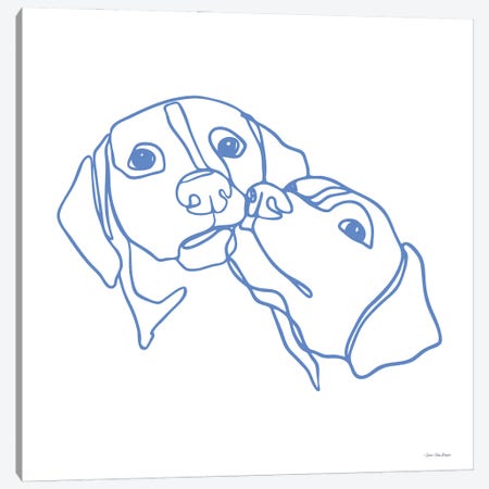 One Line Dog Couple Canvas Print #STD179} by Seven Trees Design Art Print