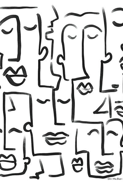 Black & White Patterns: Faces Drawing by Seven Trees Design