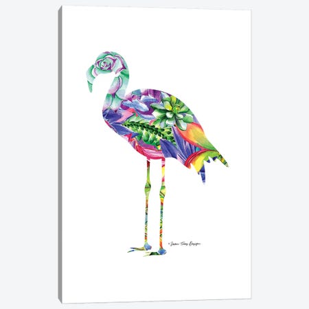Flamingo Watercolor Succulents Canvas Print #STD20} by Seven Trees Design Art Print