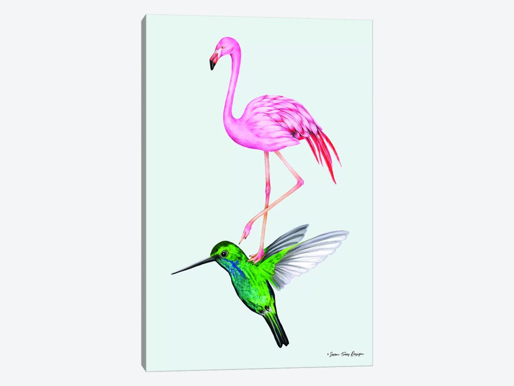 The Hummingbird and the Flamingo 1-piece Canvas Art