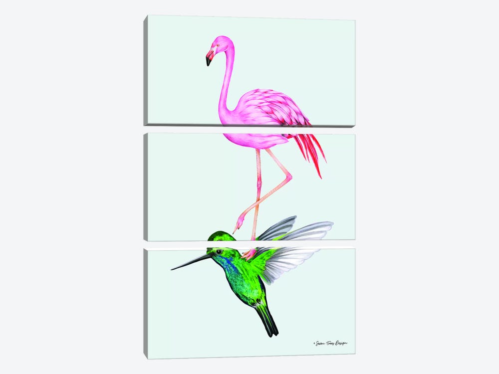 The Hummingbird and the Flamingo by Seven Trees Design 3-piece Canvas Artwork