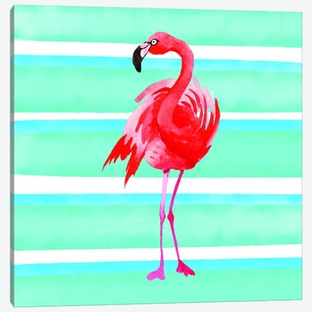 Tropical Life Flamingo III Canvas Print #STD72} by Seven Trees Design Canvas Wall Art