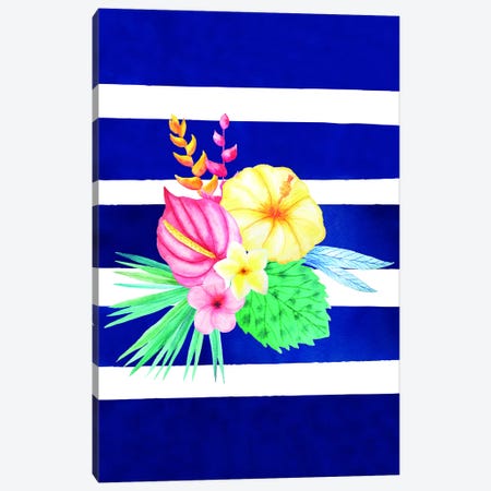 Watercolor Flowers Blue Lines I Canvas Print #STD74} by Seven Trees Design Art Print
