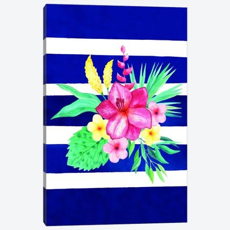 Watercolor Flowers Blue Lines II Canvas Print #STD75} by Seven Trees Design Canvas Print