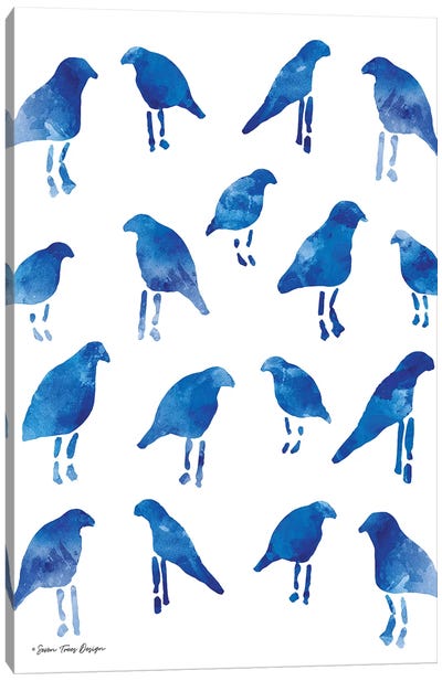Bleu Birds Canvas Art Print - Scandinavian Office
