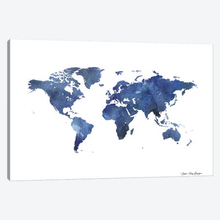 Watercolor World in Dark Blues Canvas Print #STD98} by Seven Trees Design Canvas Art