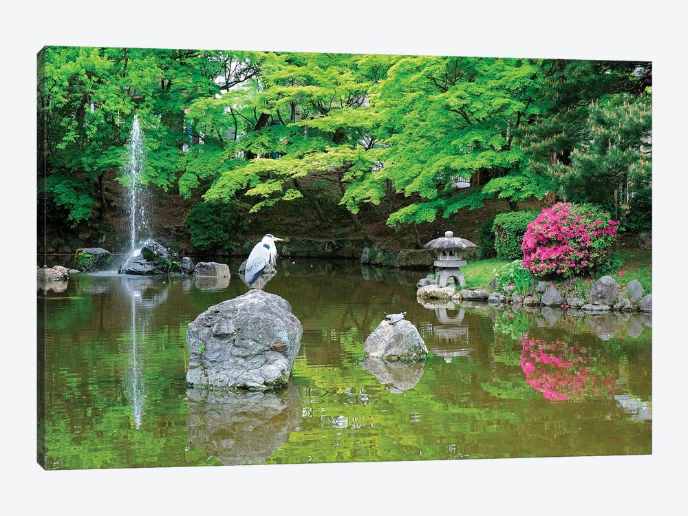 Heron In A Pond, Kyoto Prefecture, Japan by Shin Terada 1-piece Art Print