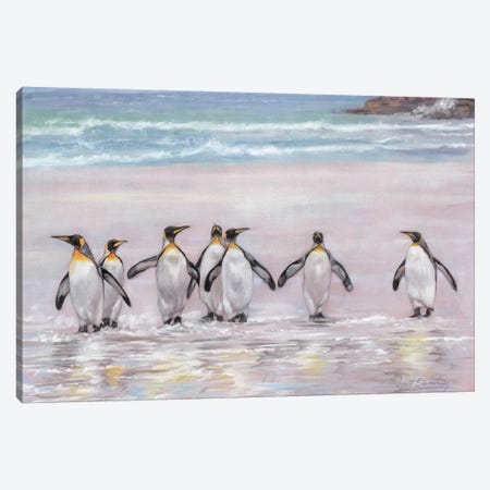 7 Penguins Canvas Print #STG216} by David Stribbling Canvas Art Print