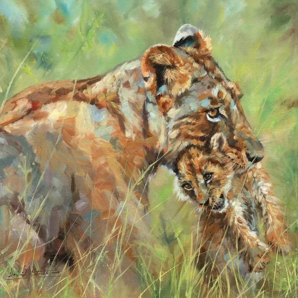 David Stribbling: Lioness And Cub by David Stribbling