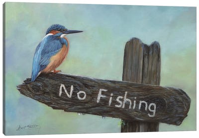 Kingfisher No Fishing Canvas Art Print - David Stribbling