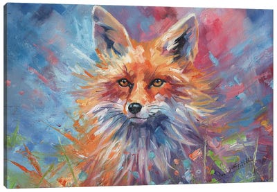 Kitsune Fox Canvas Art Print - Purple Art