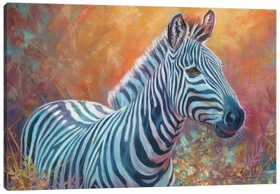 Stripes And Flora Canvas Art Print - Zebra Art