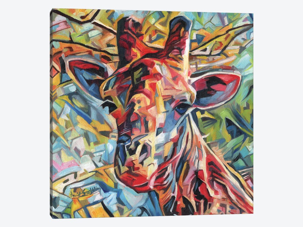 Giraffe Of Many Colours by David Stribbling 1-piece Canvas Print