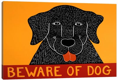 Beware of Dog Black Canvas Art Print