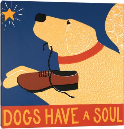 Dogs Have A Soul, Yellow Canvas Art Print - Animal Typography