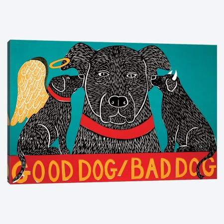Good Dog Bad Dog, Black Canvas Print #STH170} by Stephen Huneck Canvas Art Print