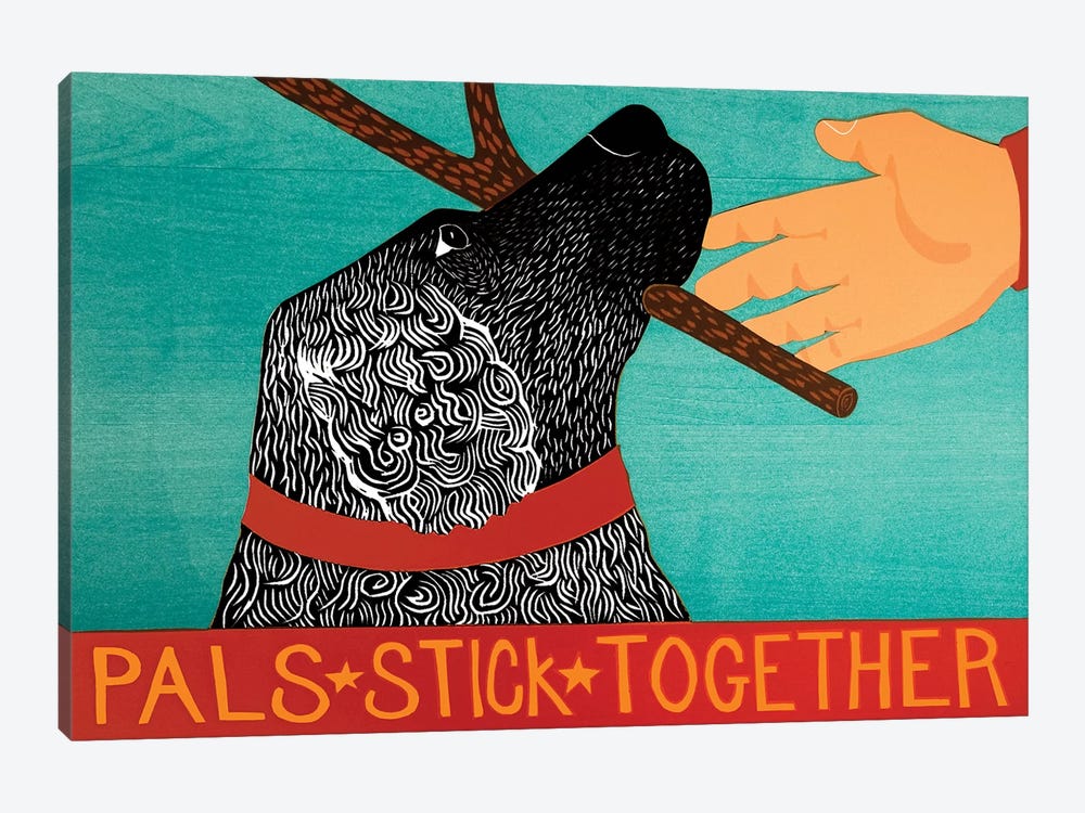 Pals Stick Together, Black by Stephen Huneck 1-piece Canvas Print
