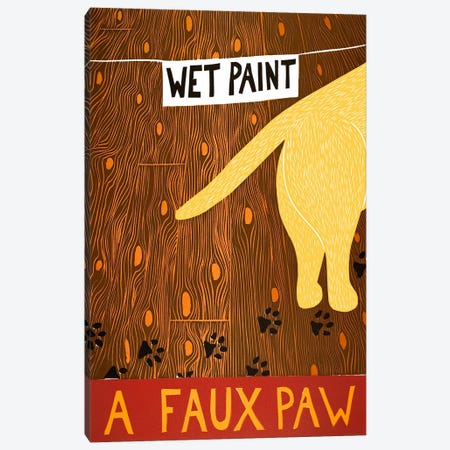 A Faux Paw Yellow Canvas Print #STH2} by Stephen Huneck Canvas Wall Art